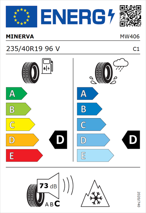 Tyre Label for Minerva Frostrack HP 235/40R19 96V
