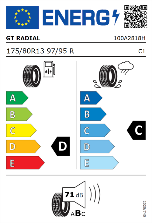 Tyre Label for GT Radial Maxmiler Pro 175/80R13 97/95R